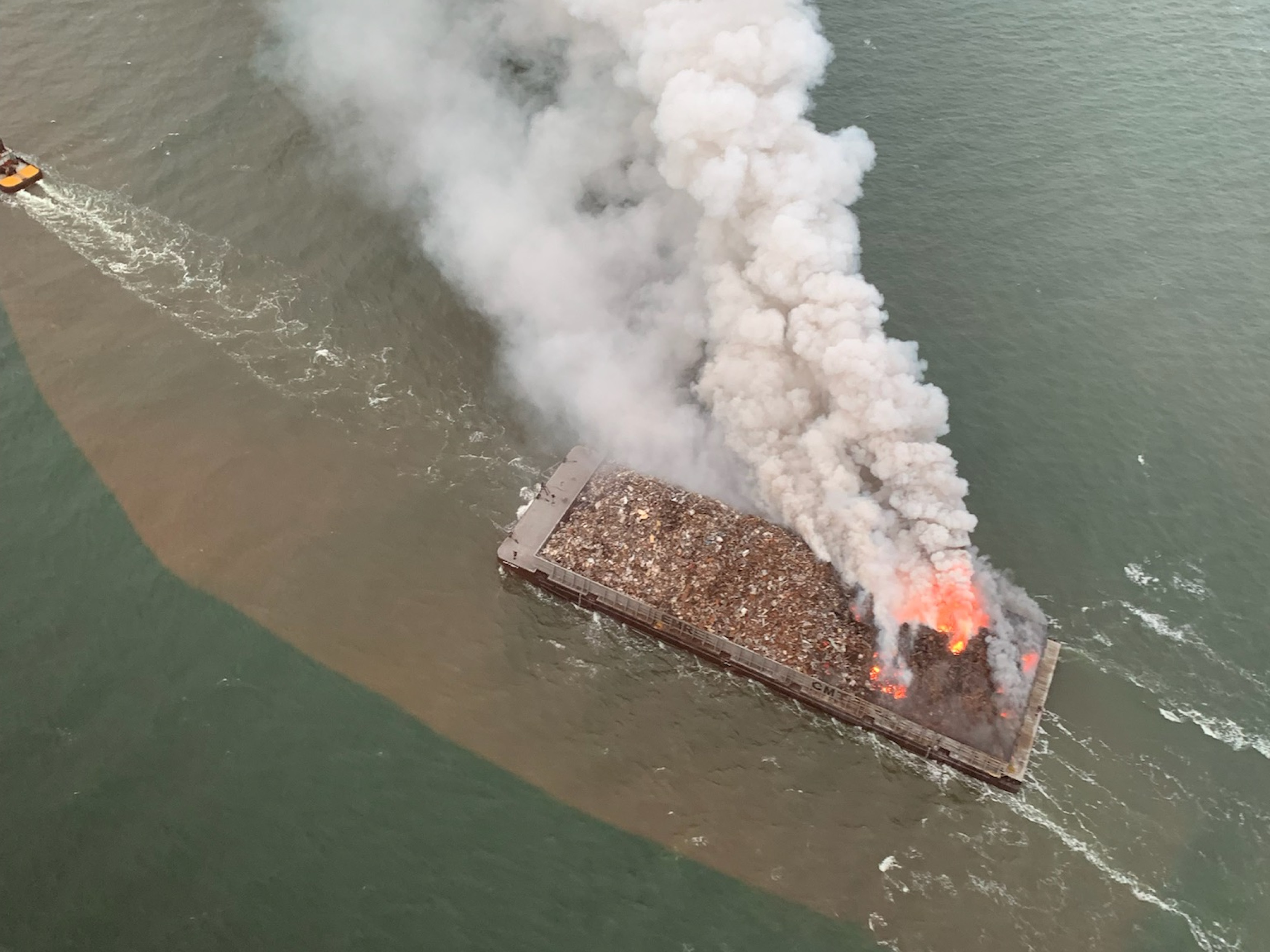 Barge on Fire after Lightning Strike, Delaware Bay, NJ Featured Image